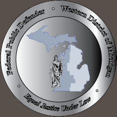 The Seal of the Federal Public Defender for the Western District of Michigan.  Serving Clients Though their Offices in Grand Rapids and Marquette Michigan